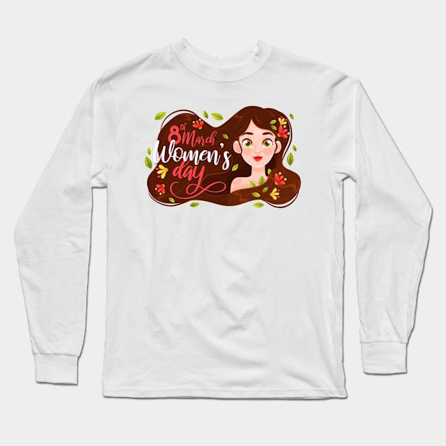 8 March Women s Day Long Sleeve T-Shirt by Mako Design 